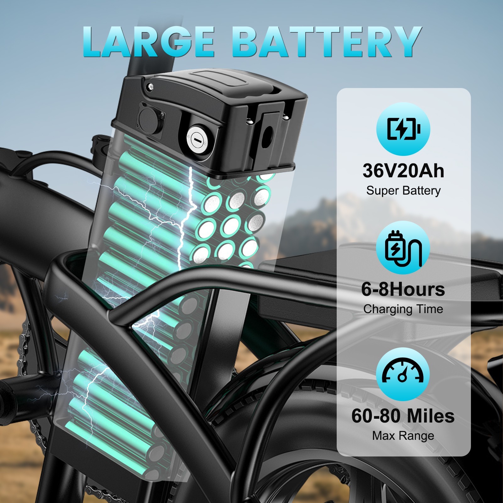 36V 20AH Battery for 200W-1000W Folding electric bicycle 30A BMS