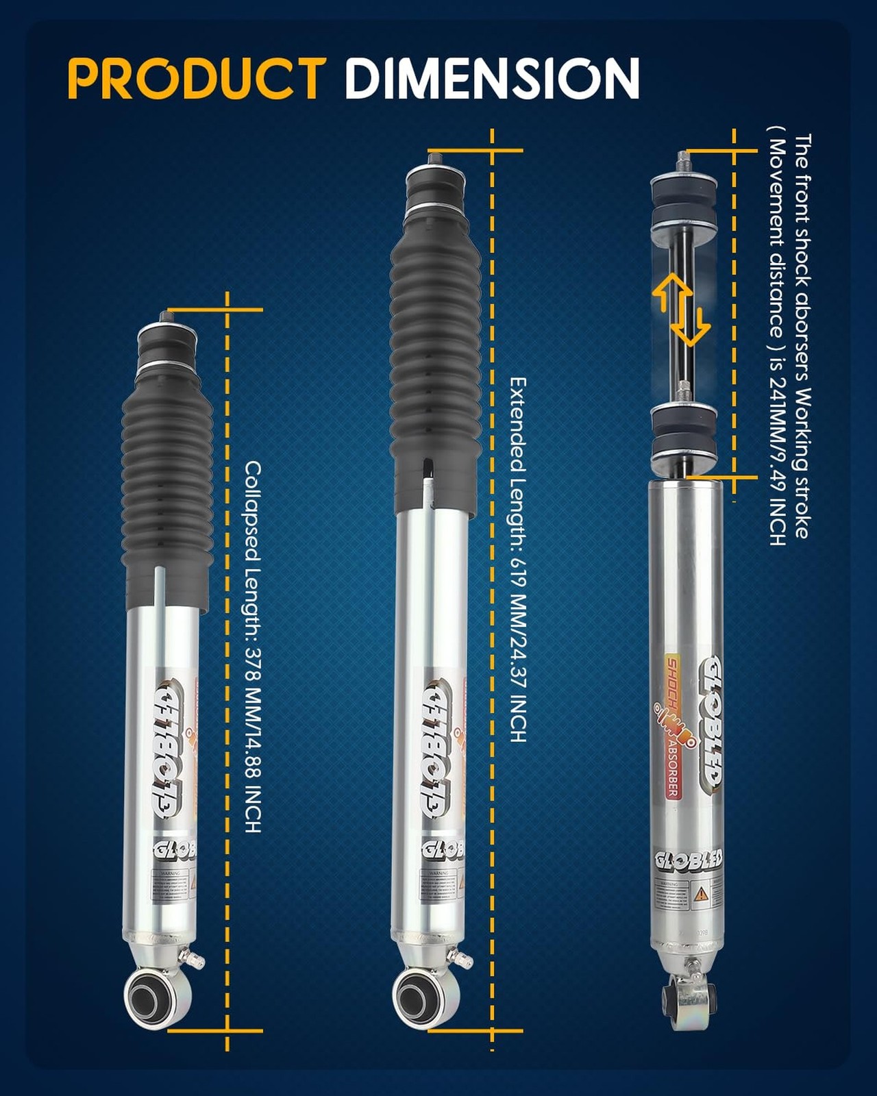 Monotube Gas Shock Front Heavy Duty Shock Absorber Compatible with Dodge Ram,…