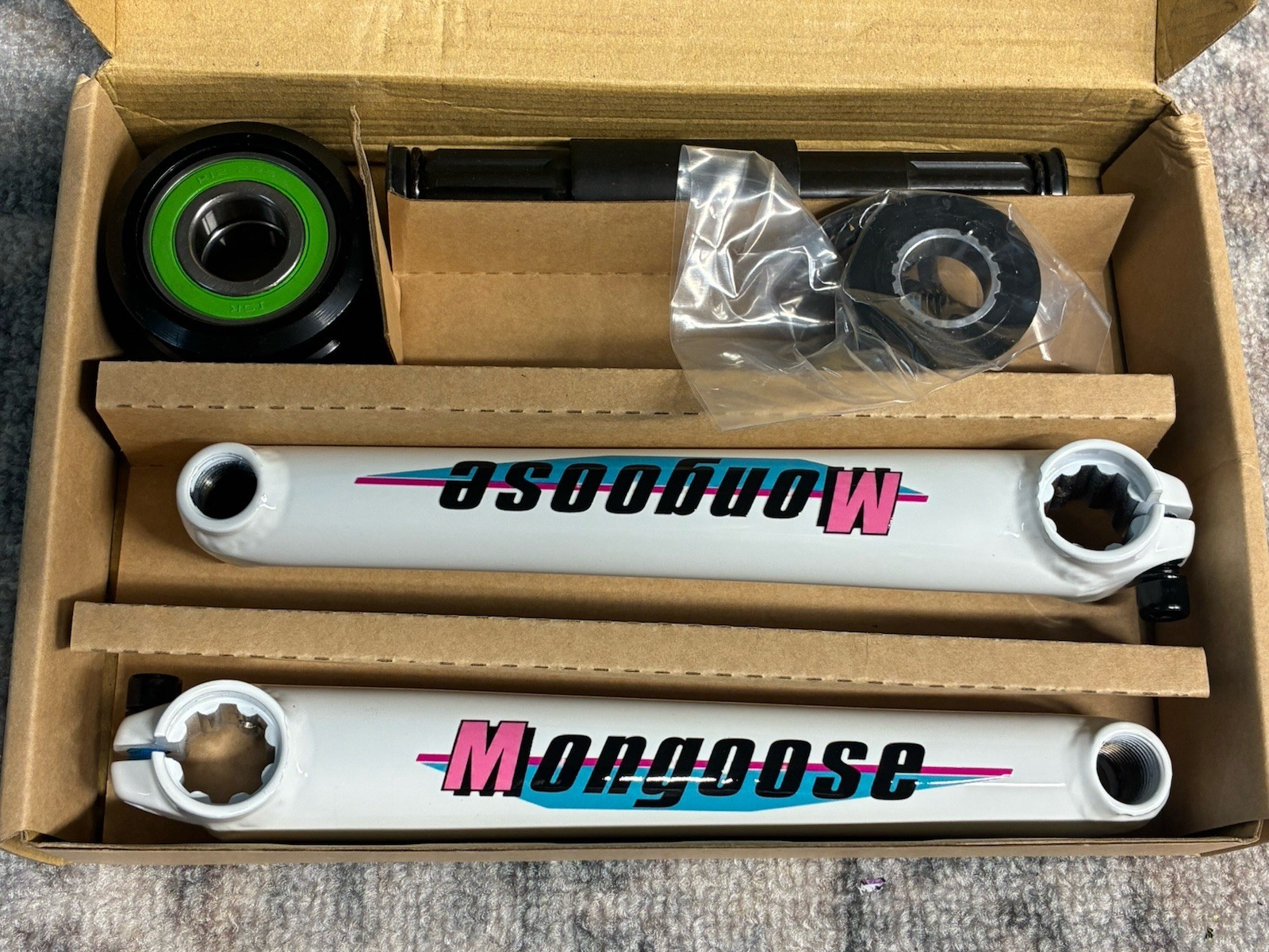 Old School Style Bmx Crank Set Decade Bmx Logo White 175mm American B/B