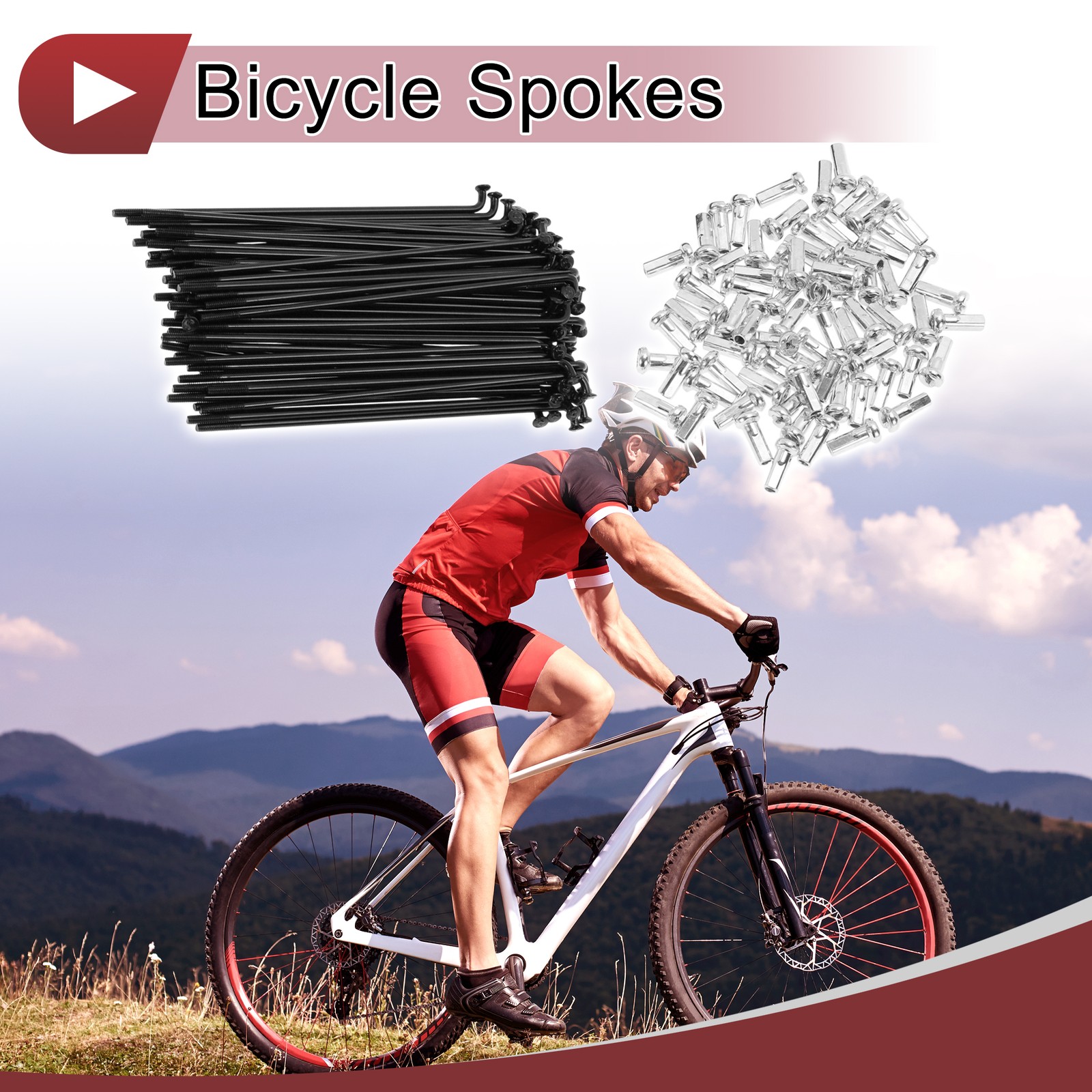 72 Set 14G Bicycle Spokes 93mm Bike Wheel Spokes Carbon Steel Black