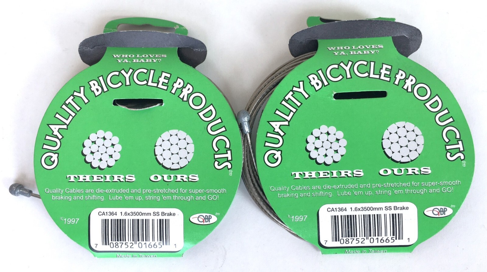 QBP MTB Road Tandem Brake Cables 2 NOS NIP 1.6/3500mm Extra Long 1997