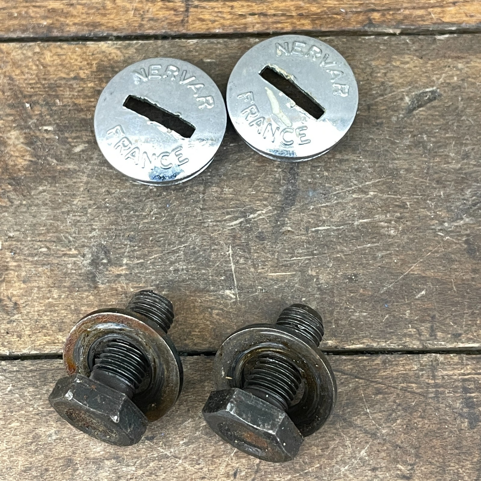 Vintage Nervar Dust Caps Set Crank Arm Bolts Lot 2 France Plastic A2