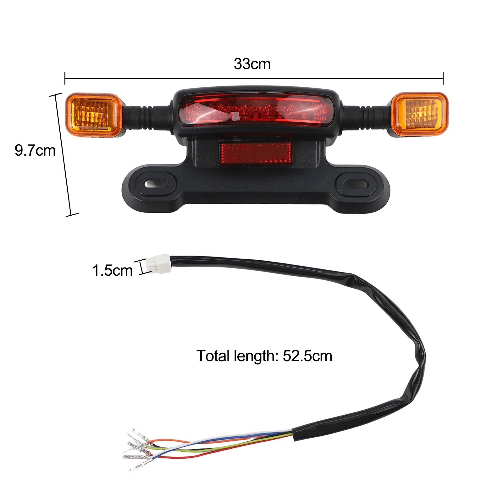 Electric Bicycle Taillight Assembly in Black and Yellow with 12V Support