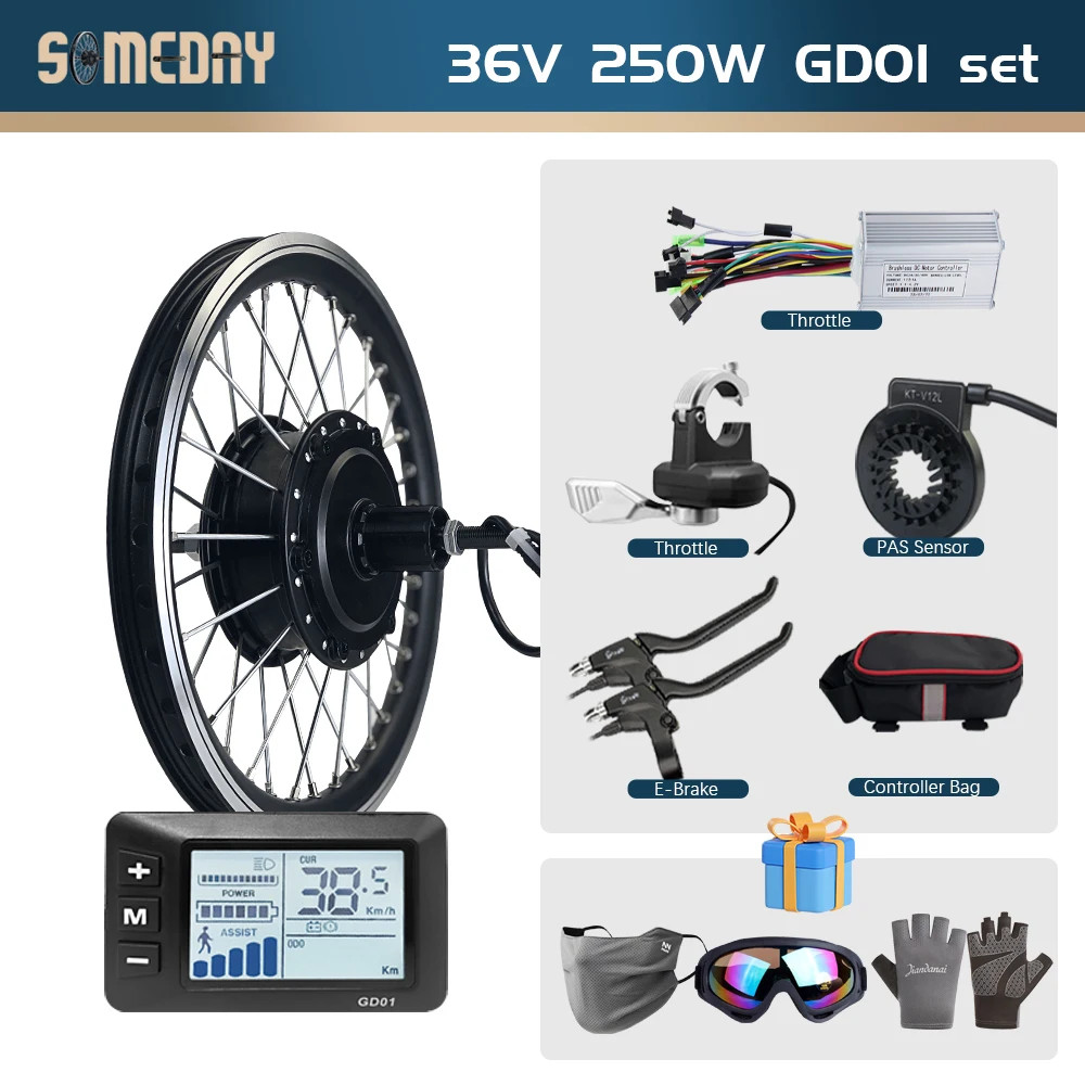 36V 48V 250W E-bike Conversion Kit Brushless Rear Cassette Hub Motor Wheel