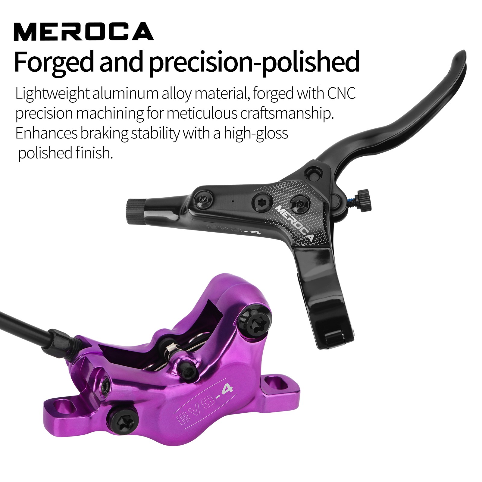MEROCA 4-Piston Hydraulic Disc Brake Set For Mountain Bike Front/Rear 850/1550mm