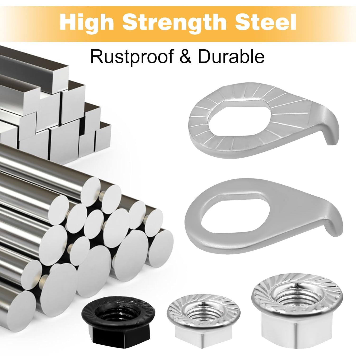 24PCS Bike Axle Nuts & Safety Washers Kit, 3 Sizes M8/M9.5/M10 Bicycle Wheel Hub