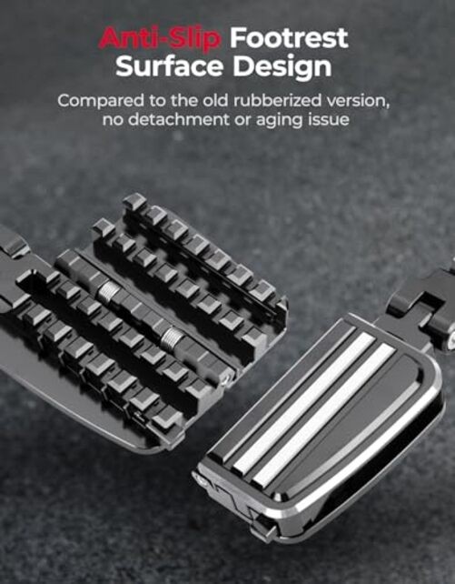CNC Aluminum Highway Pegs with Expandable Heel Rests 1.25″ Highway Long Black