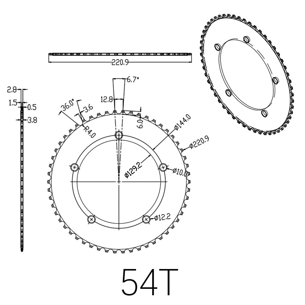 Ultralight Track Bike Carbon Fiber Chainring Fixed Sprocket BCD144 49-64T