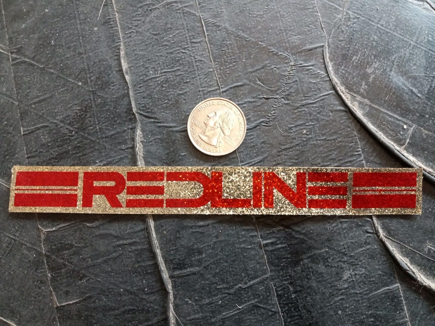 NOS OLD SCHOOL BMX STICKER DECAL – REDLINE SPARKLE – Red & Silver – STOCK