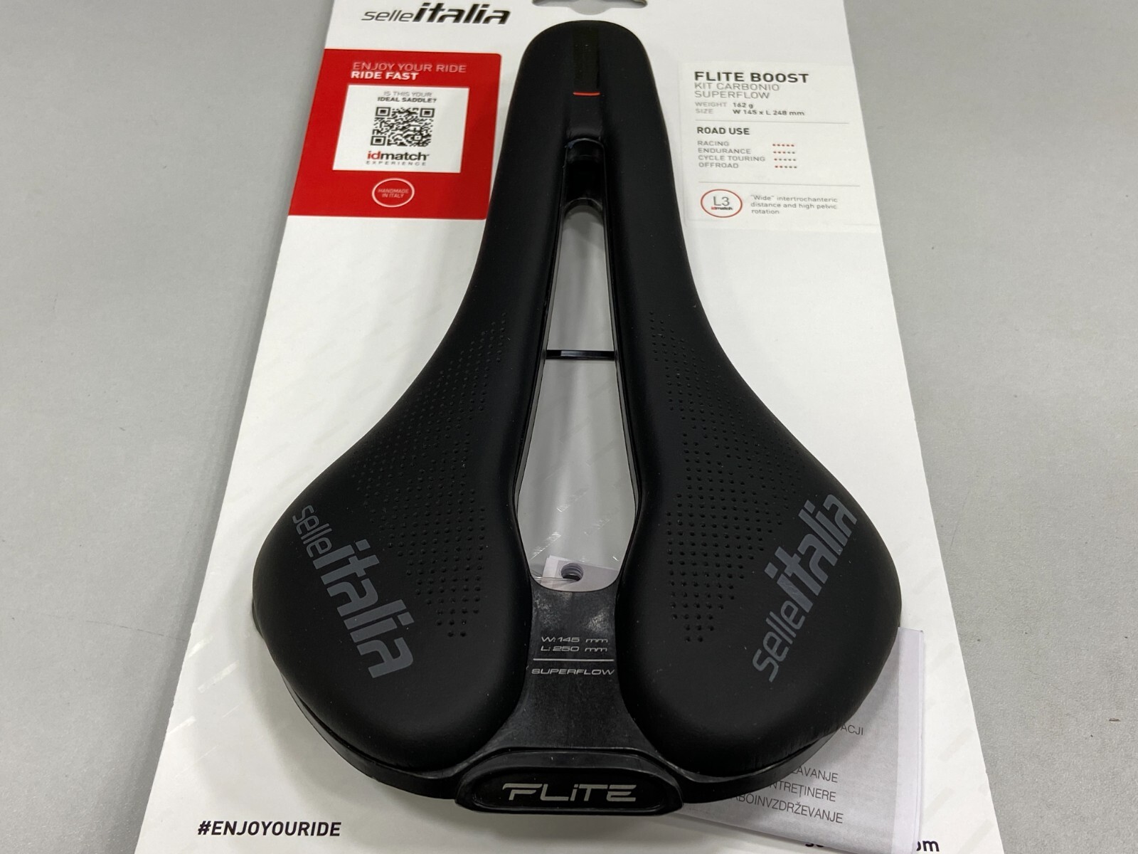 Selle Italia Flite Boost Kit Carbonio Superflow 145x250mm L3 Carbon Rail Saddle