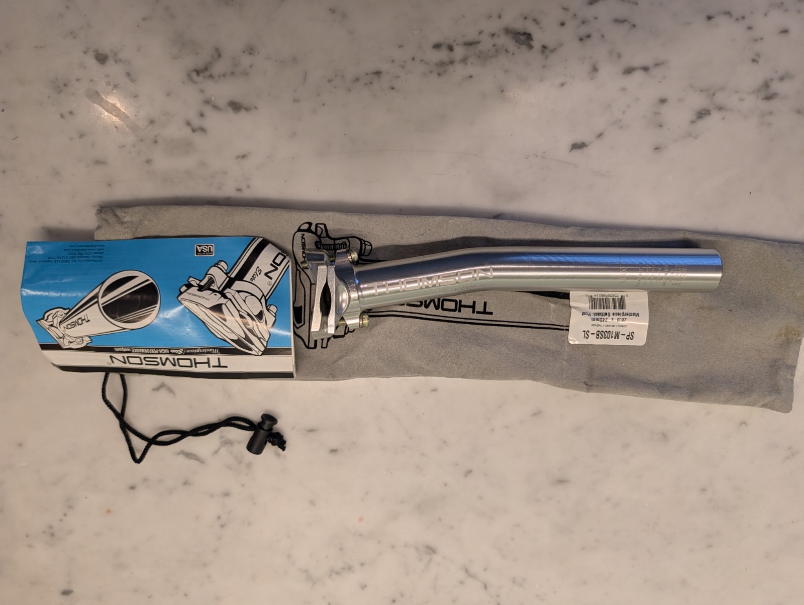 Silver Thomson Masterpiece Setback Seatpost 28.0mm x 240mm