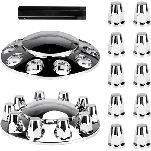 33mm Chrome Front Axle Wheel Cover Set for Semi Trucks ABS Plastic Standard