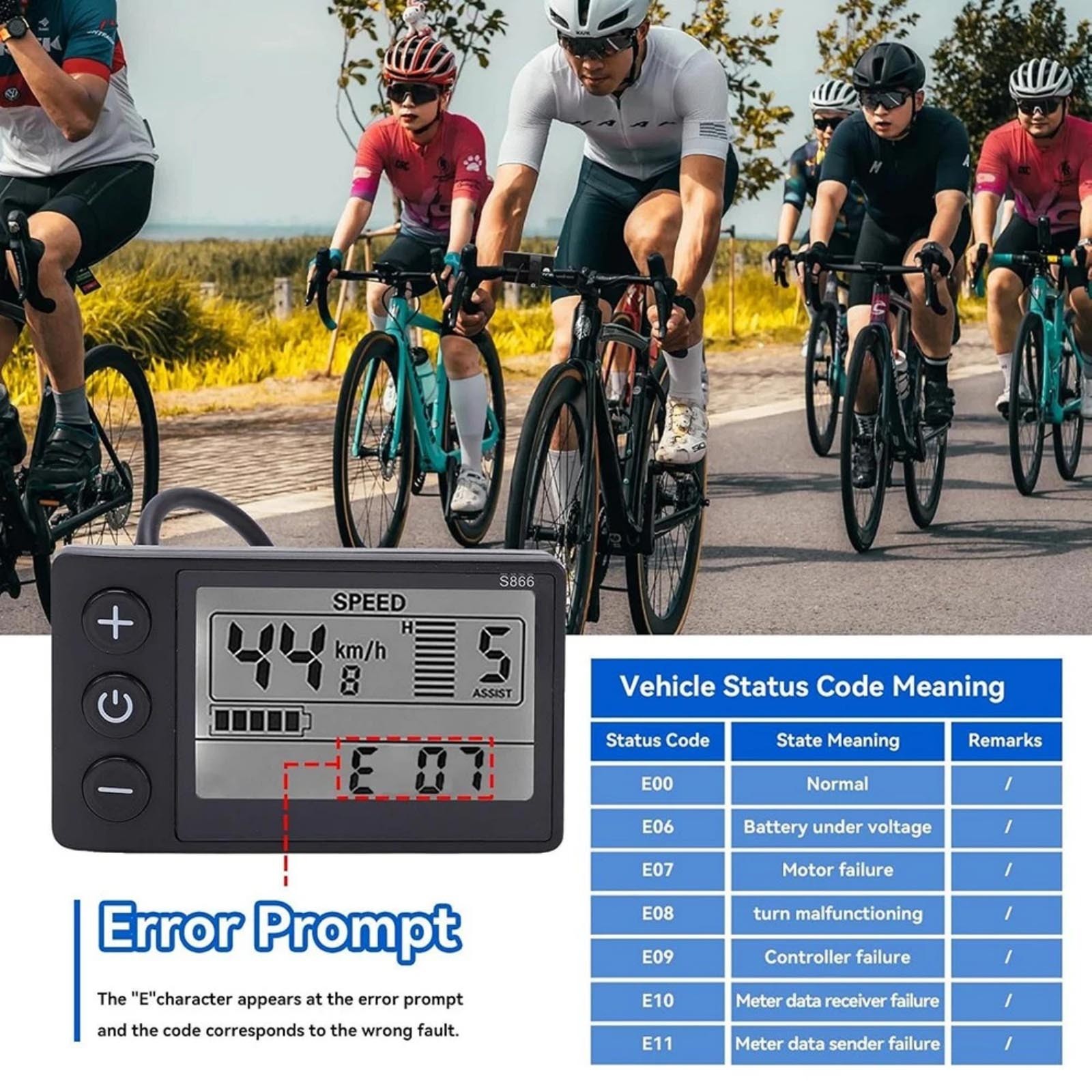 Universal S866 Cycling LCD Display Screen for Electric Bike Scooter Handlebars