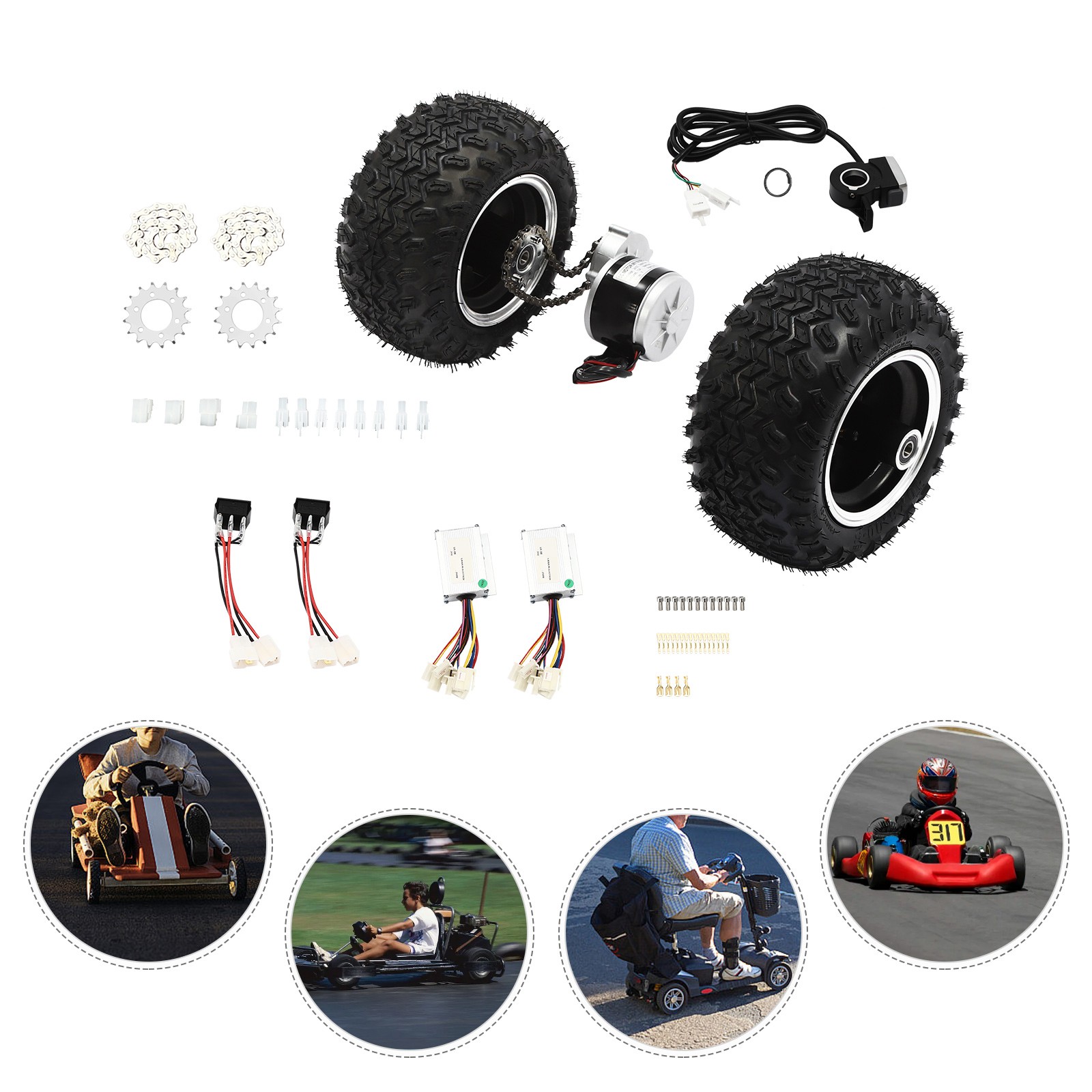 10″ 24V 250W Electric Cart ATV Motor Air Wheel Set Beach Scooter Conversion Kit