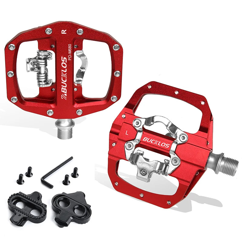 BUCKLOS Dual Function MTB Bike Pedals SPD Compatible Clip-In + Platform 9/16″