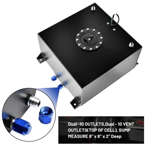 15 Gallon Fuel Cell 60L Universal Gas Tank with Level 15 gallon Black