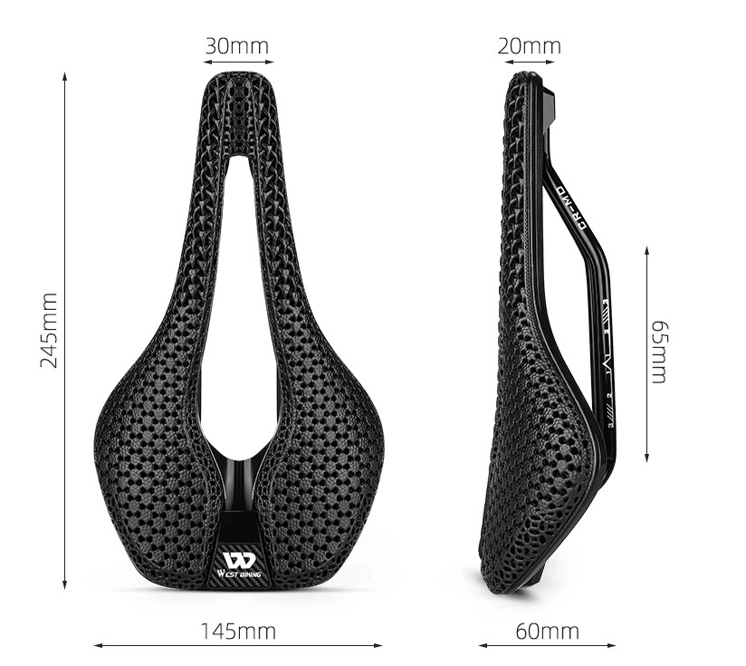 WEST BIKING Hollow Short Nose 3D Printed Bicycle Honeycomb Seat Saddle Cushion
