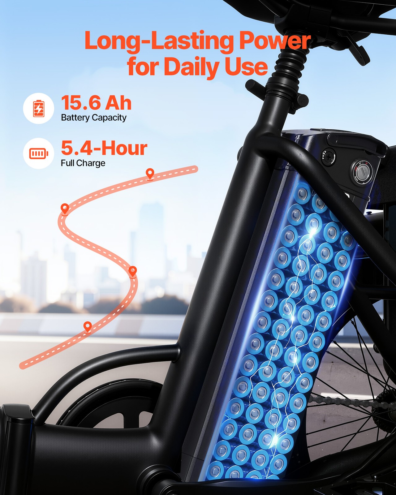 VEVOR Ebike Battery Electric Bike Lithium Battery 48V 15.6Ah for 1000W Motor BMS