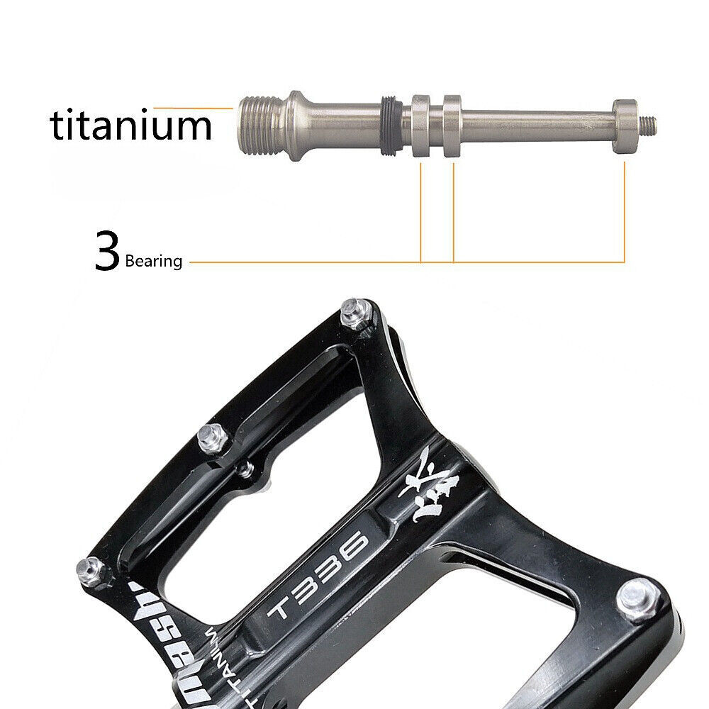 SMS Ultralight 9/16″ Titanium Flat Bicycle Pedals MTB Road Bike Pedals 3 Bearing