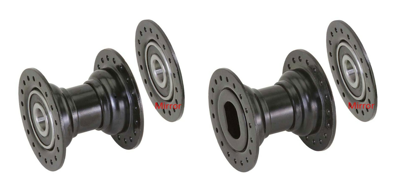 ABSOLUTE 36 SPOKE STEEL HOLLOW HUB F/LEFT AND G/RIGHT 105G IN BLACK SOLD BY PAIR