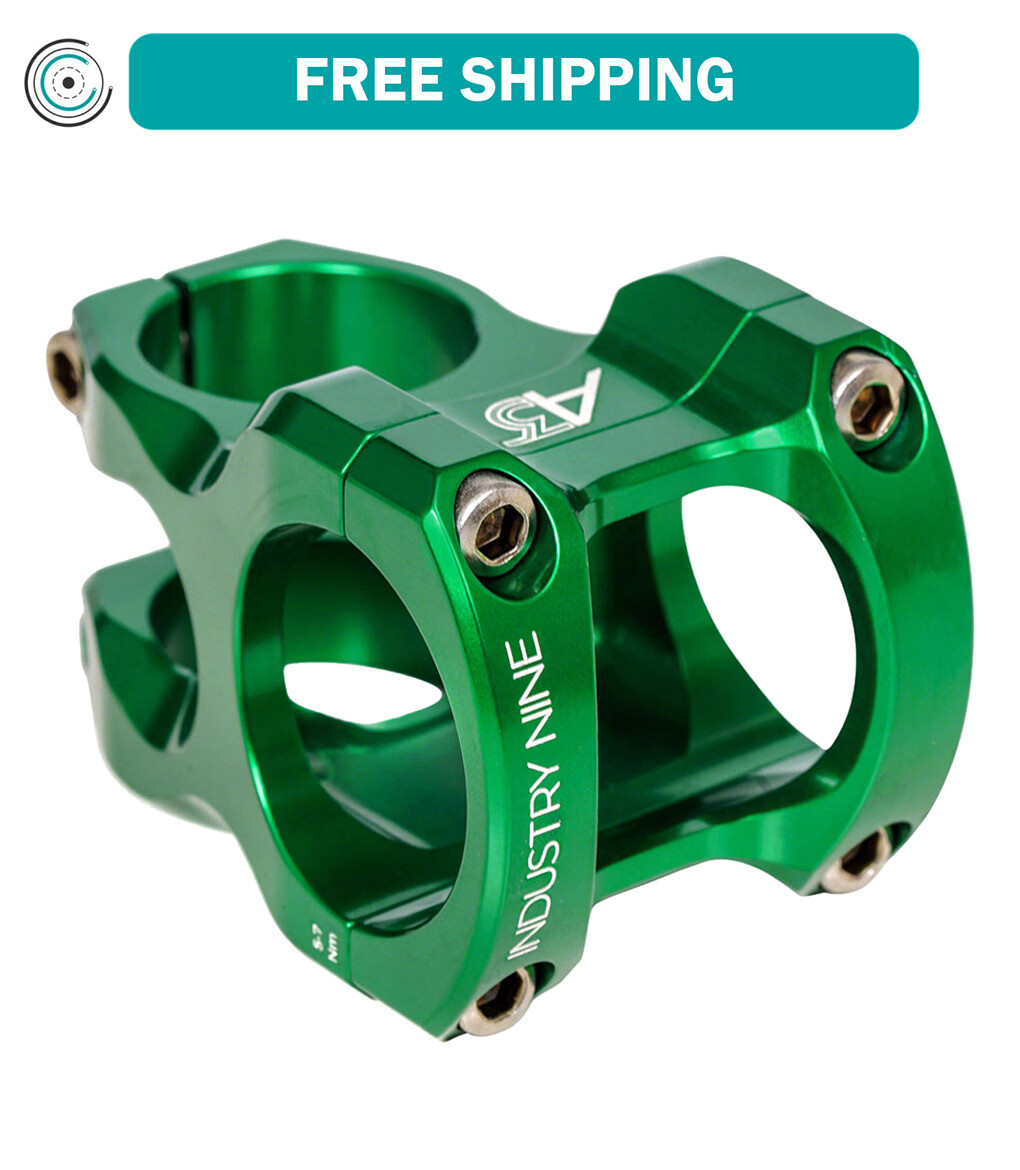 Industry Nine A318 Stem – 50mm, 31.8mm Clamp, +/-4.4, 1 1/8″, Aluminum, Green