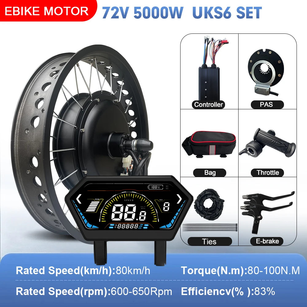 Snow Electric Fat Bike 72V 5000W 20/24/26inch Brushless Non-gear Rear Hub Motor