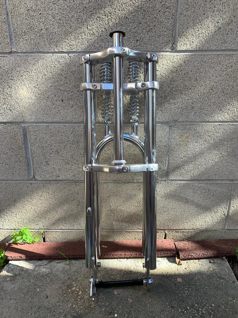 HEAVY DUTY FAT 26» DOUBLE SPRINGER TRIPLE FORK 1″ Threadless Disc Mount CHROME