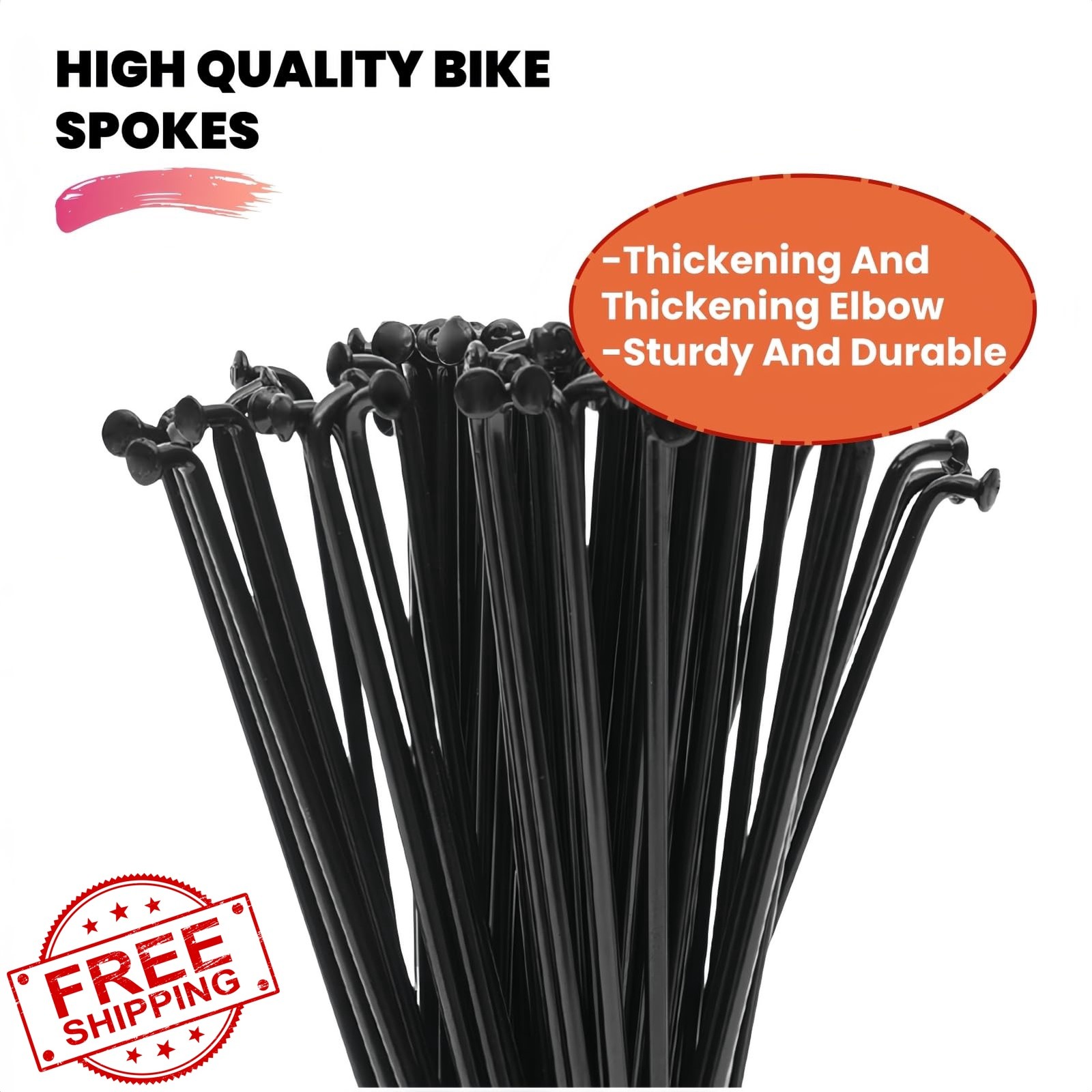 goucrro Bike Spokes 14G-185mm Black