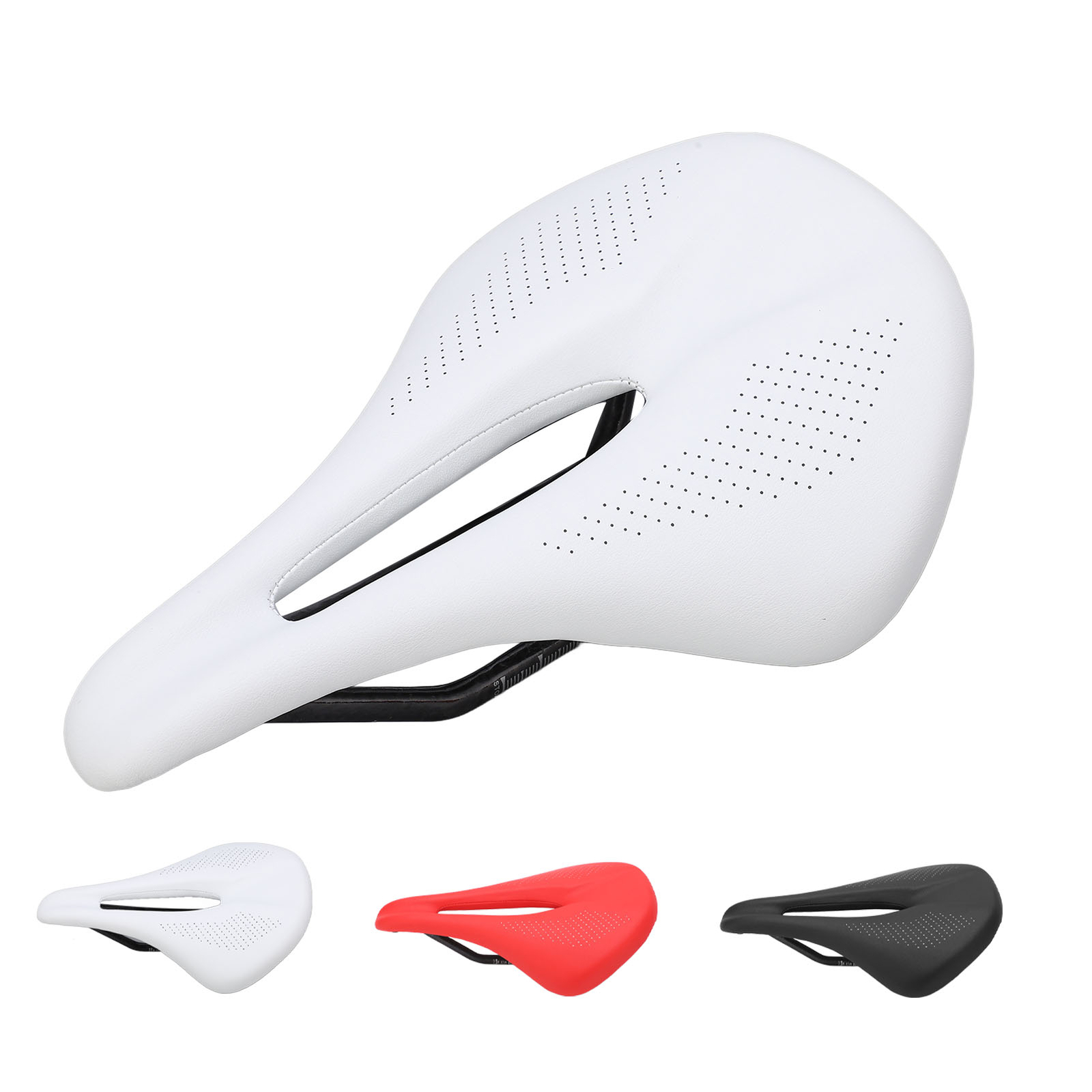 155mm Widen Carbon Fiber Leather Saddle Cushion Hollow Cycling Road NEW