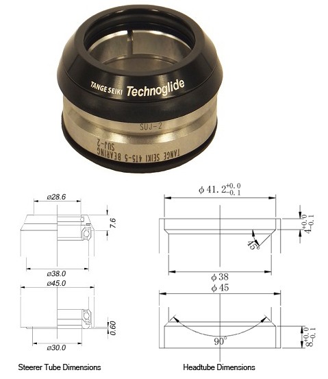 Tange-Seiki: Technoglide IS2 Fully Integrated Headset in Black. 1 1/8″ + 15mm Al