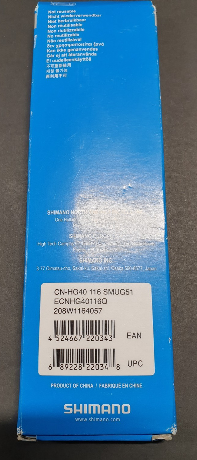 Shimano CN-HG40 6/7/8-Speed 116-Links Chain for 18/21/24-Speed MTB / Road Bike