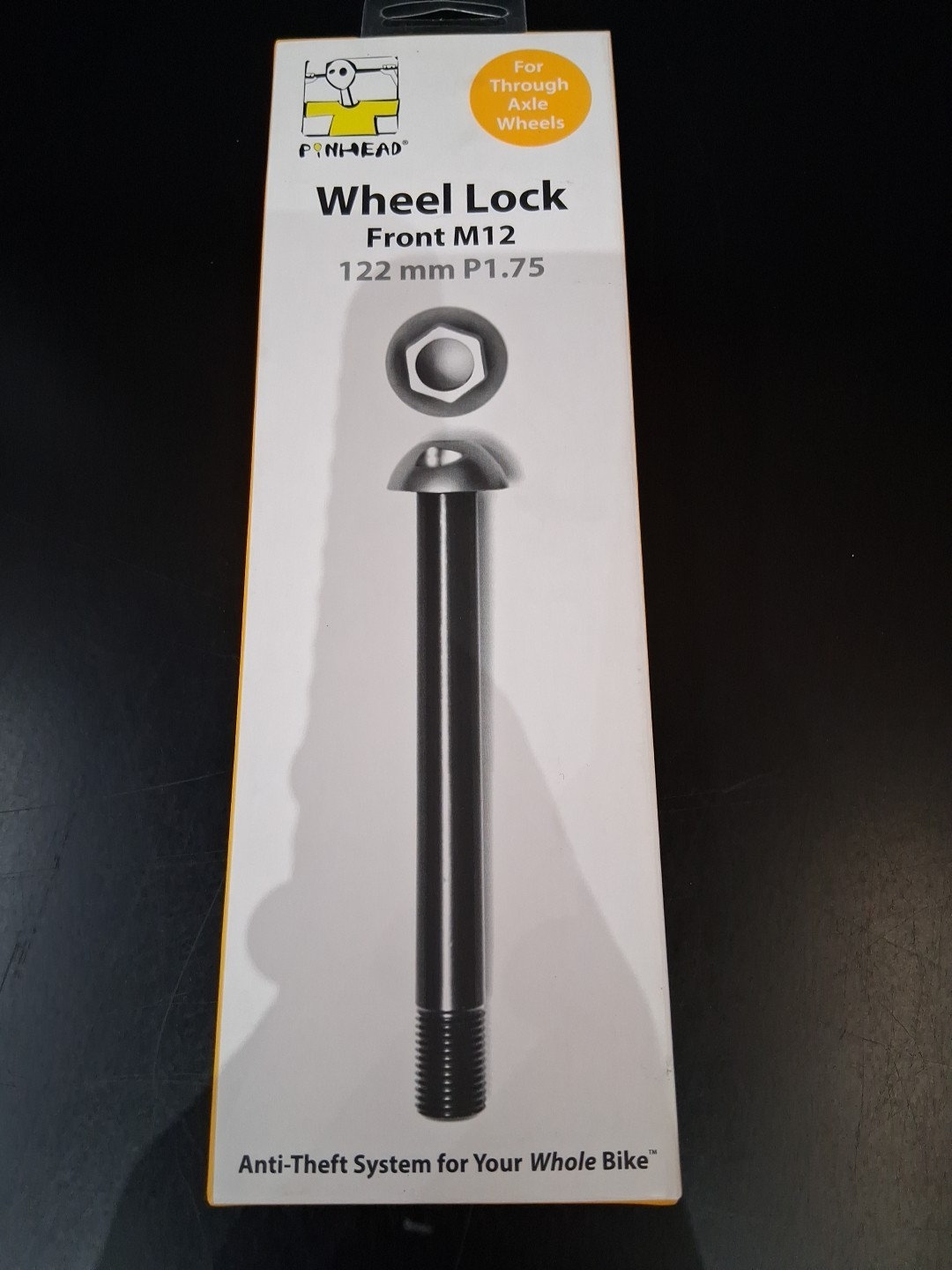 Pinhead M12x1.75 Front Through Axle Wheel Lock with Coded Key 122mm Length