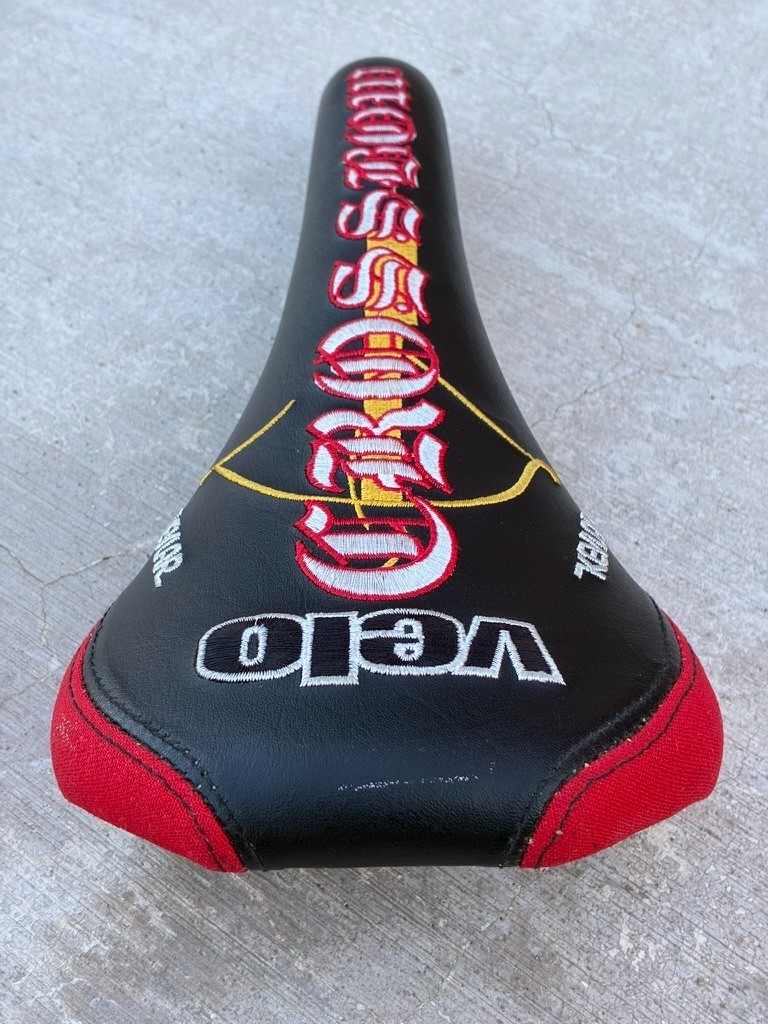 NOS Velo Crossbow Embroidered Road MTB BMX Saddle | CrMo Rails