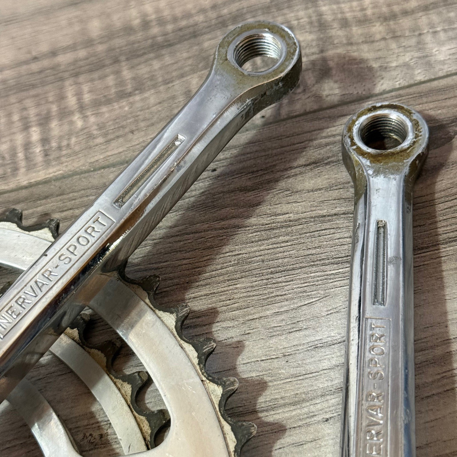 Vintage Nervar Sport Crankset BSA English 170 Double 52 42 FRENCH THREAD
