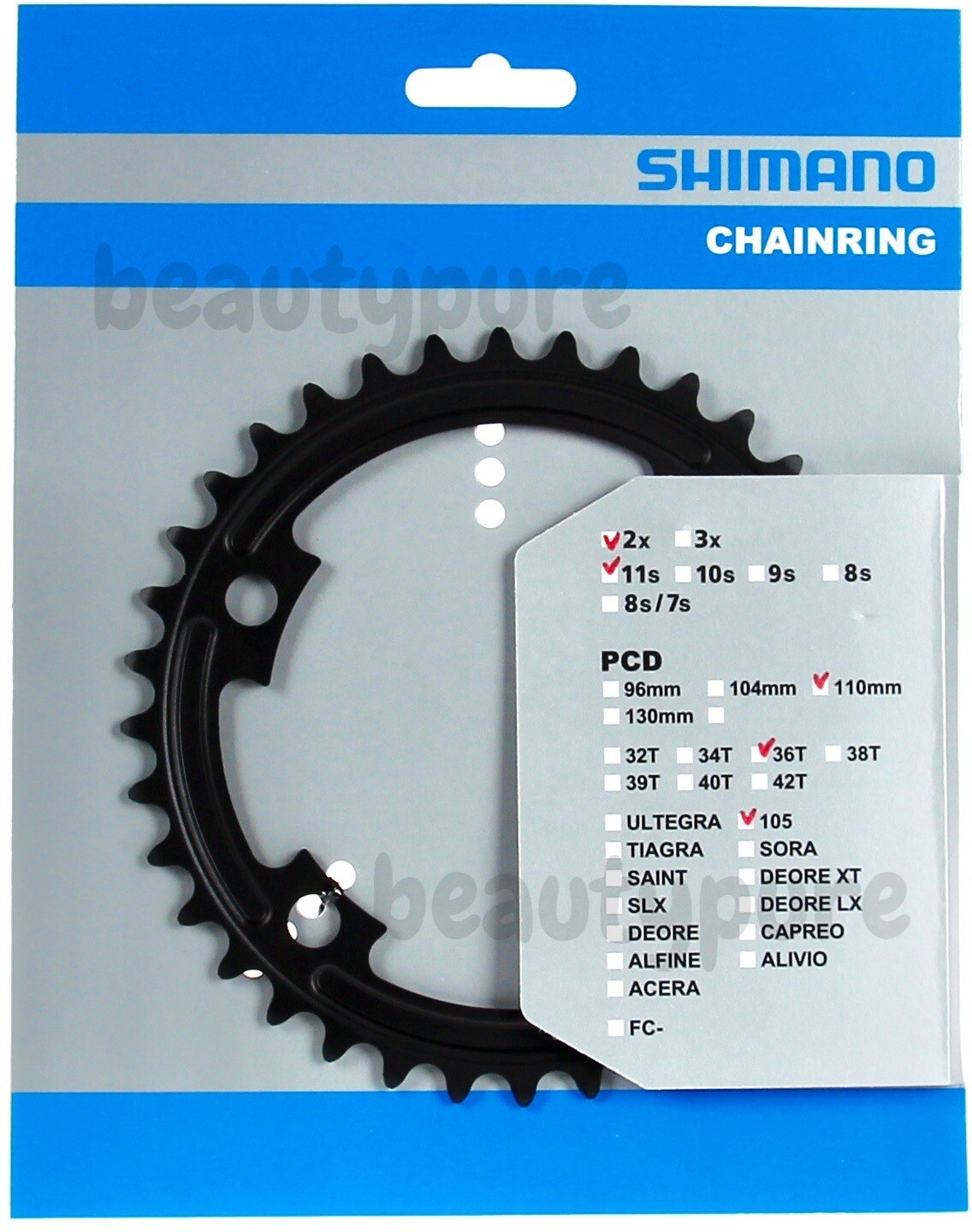 Shimano 105 FC-R7000 110mm BCD 4Arm Outer/Inner Chainrings(52T & 36T MT) NIB