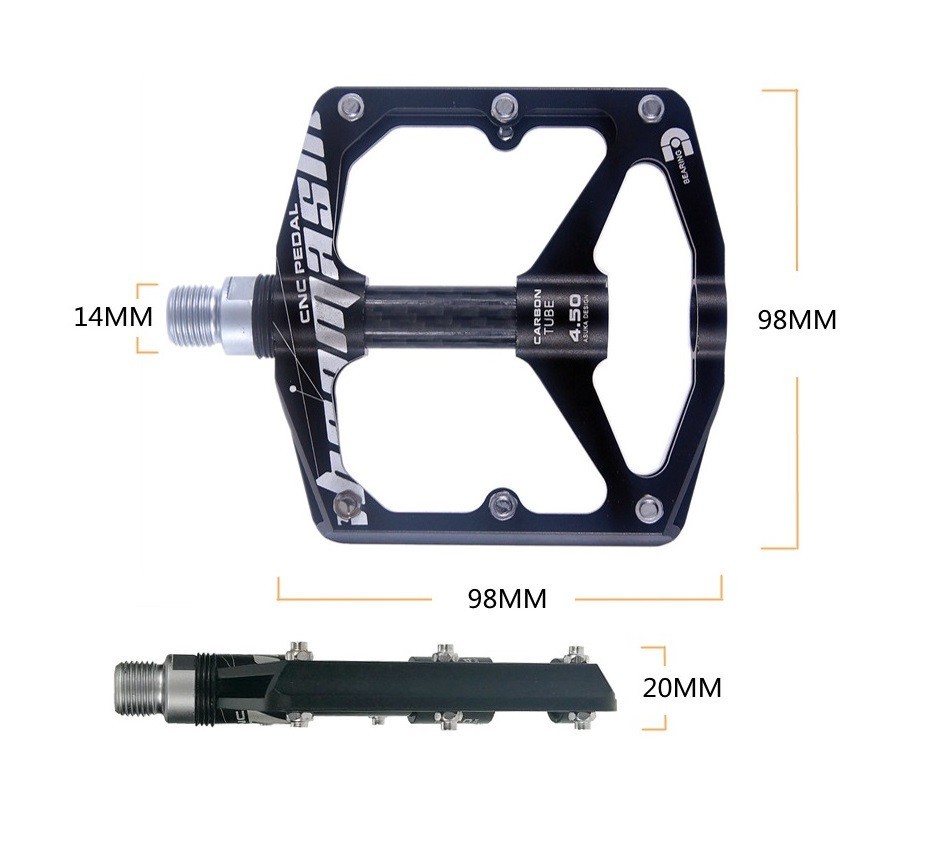 Aluminum Carbon Road MTB Mountain Bike Bicycle Pedal 3 Bearing Flat Pedals Red
