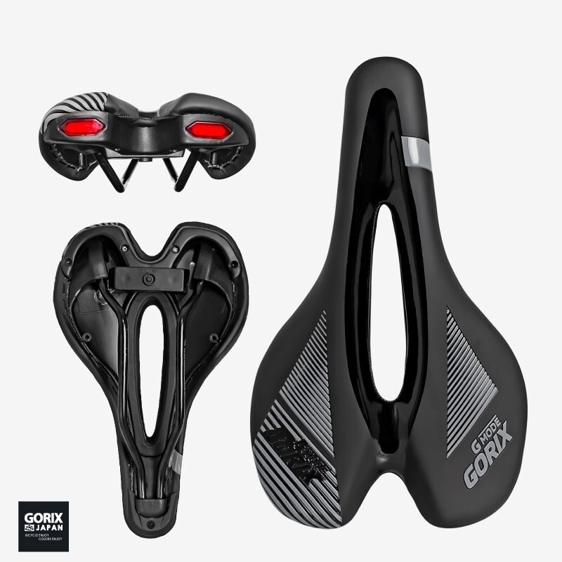 GORIX Bicycle Saddle GX-GMODE 340g PU Leather With Teal Light
