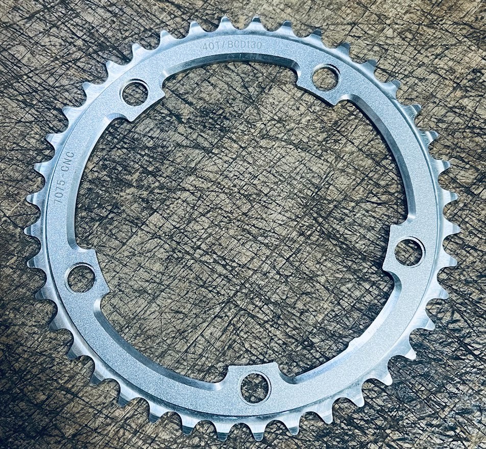 SILVER Single Speed Chainring 40T / 130 BCD 5-Bolt AluminumRoad / MTB – NEW NOS