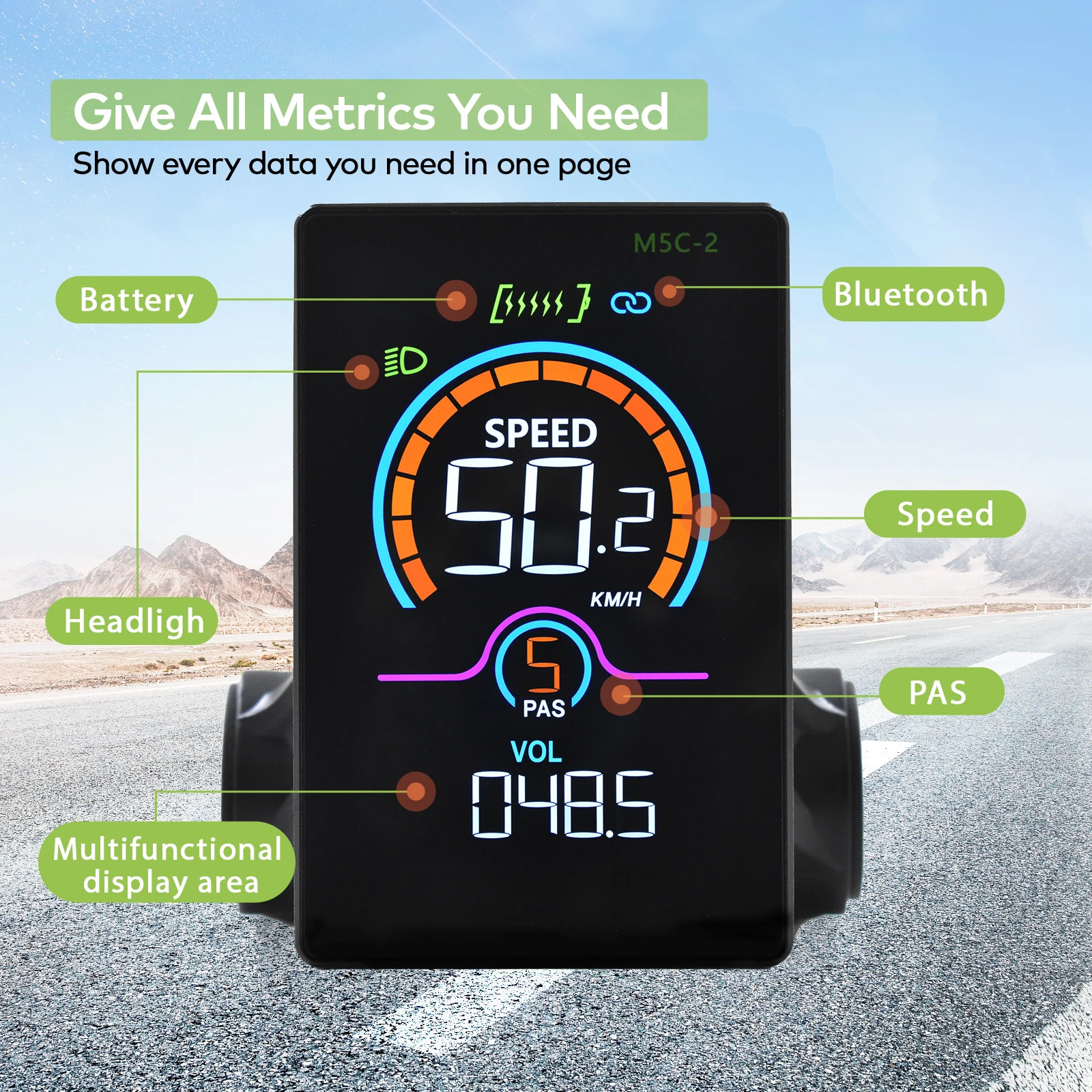 Electric Bike Computer Bluetooth Wired Digital Color LCD Display Vehicle Locking