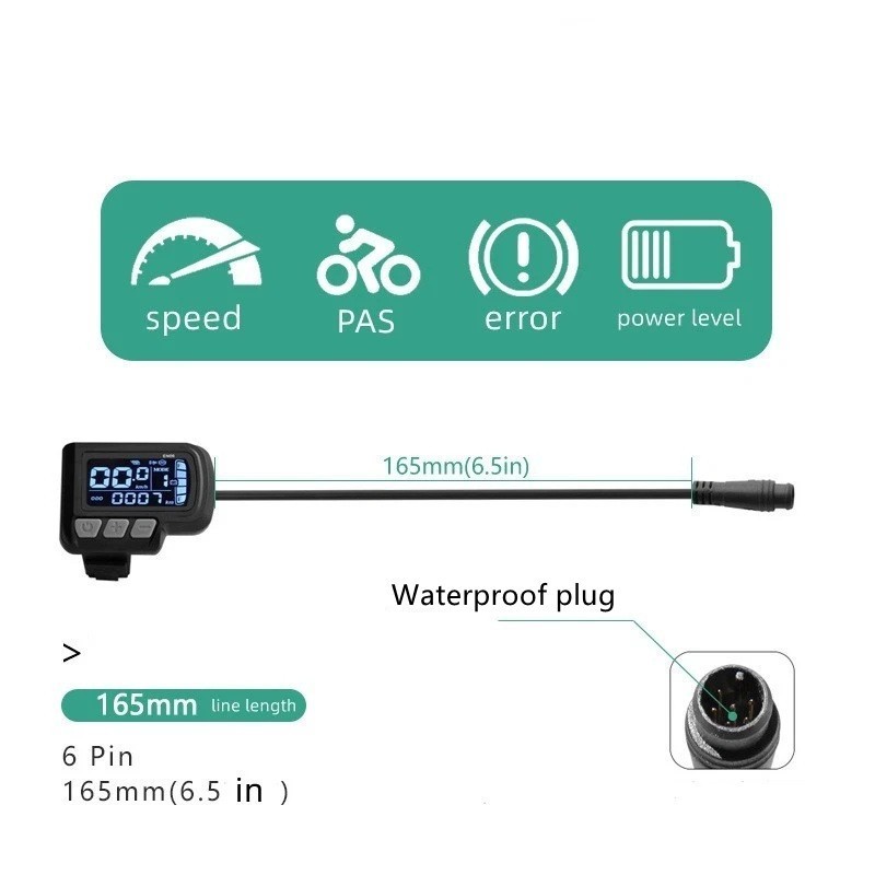 E-Bike electric scooter EN06 intelligent LCD instrument panel 6PIN WP plug