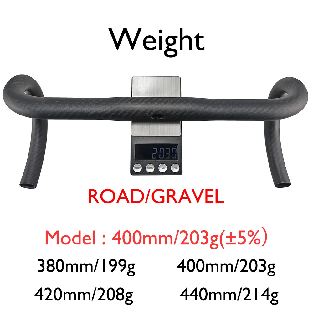 Carbon Fiber Internal Routing Road Gravel XC Bike Handlebars 380/400/420/440mm