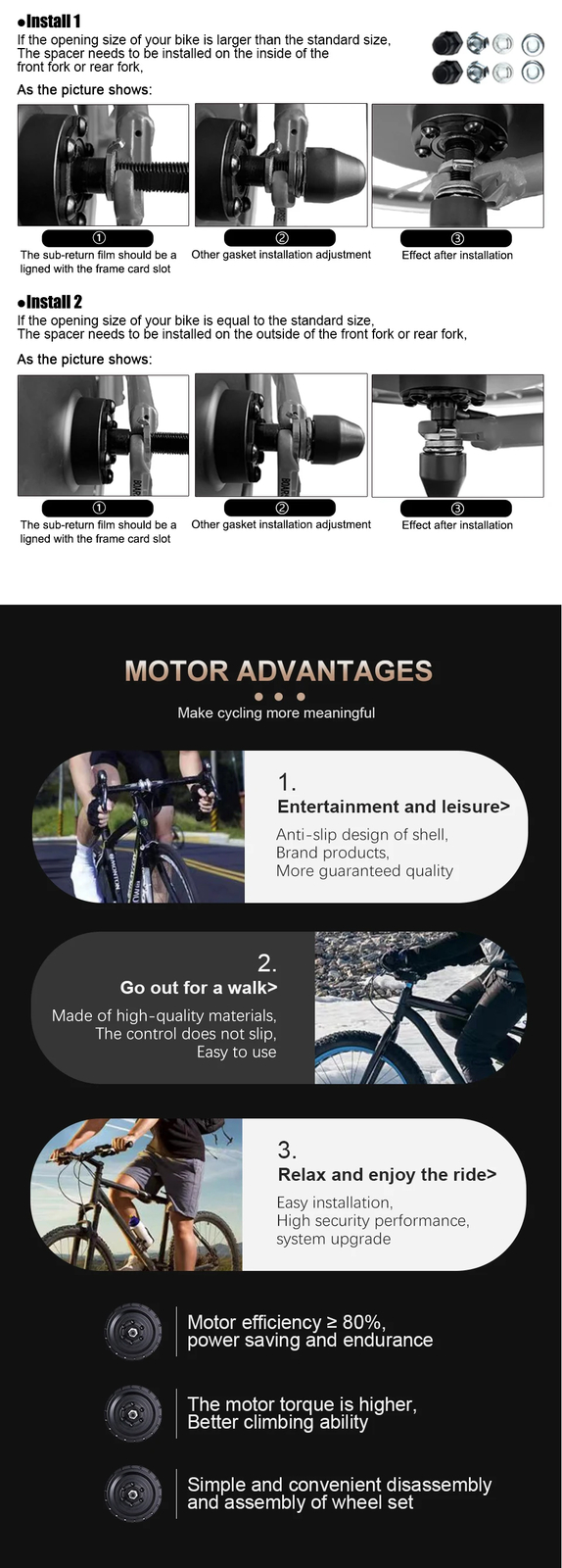 48V 1500W Mountain Electric Bike Conversion Kit Rear Rotate Wheel Hub Motor