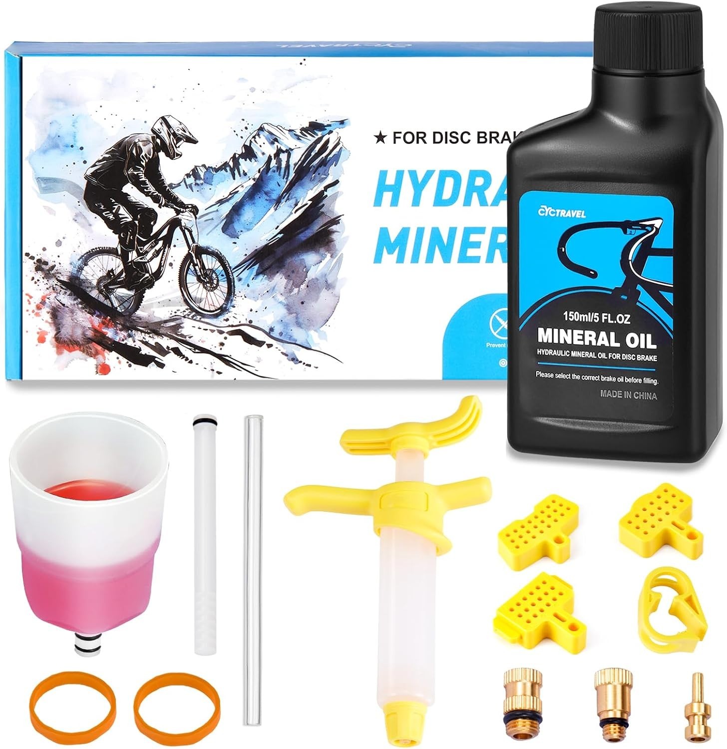 Essential Shimano Brake Bleed Kit – 150ML Mineral Oil & Durable Components