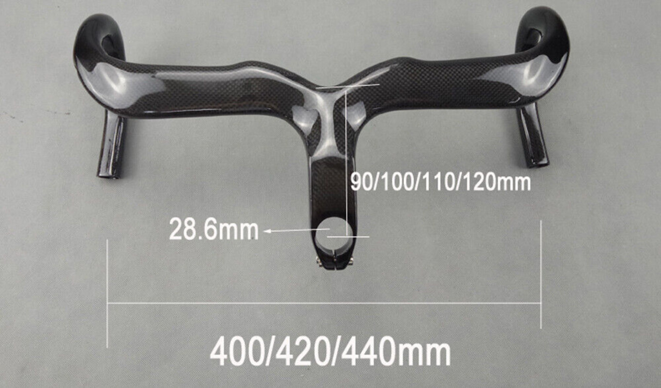 3K Full Carbon Road Bike Drop Bar Bicycle Integrated Bar Stem Handlebars 28.6mm
