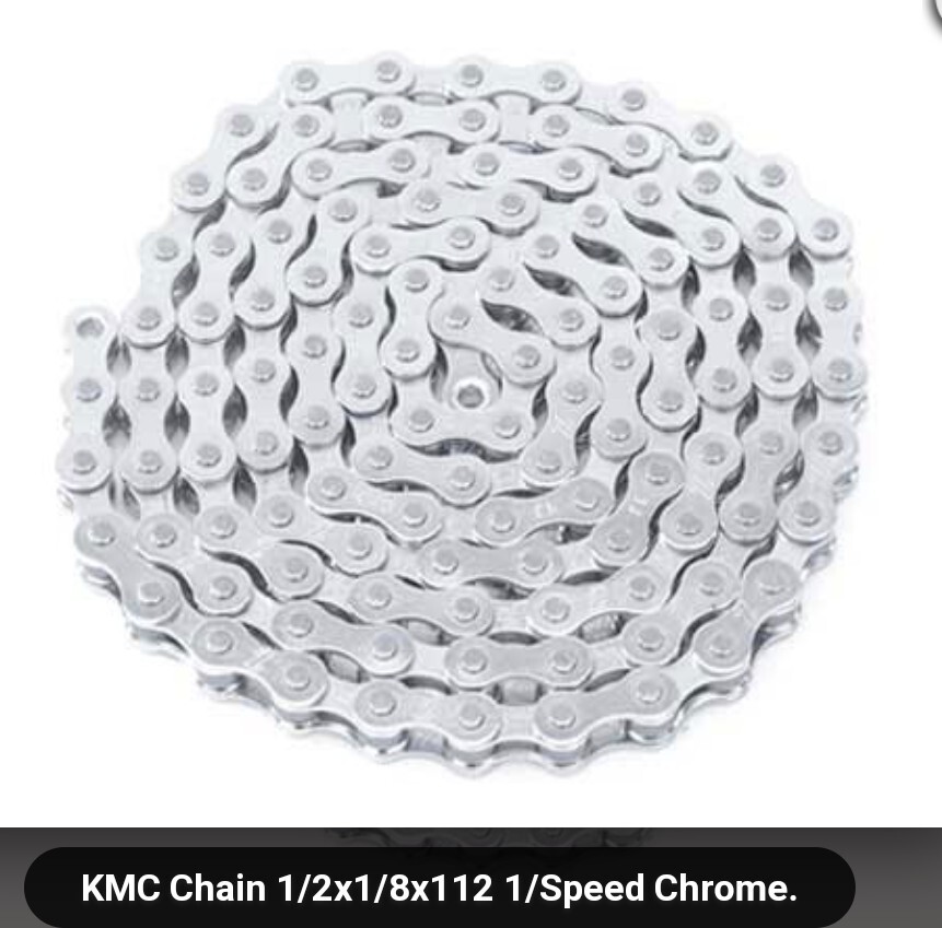 KMC SINGLE SPEED BICYCLE CHAIN SILVER/CHROME 1/2″X1/8″X 112,CRUISER,BMX