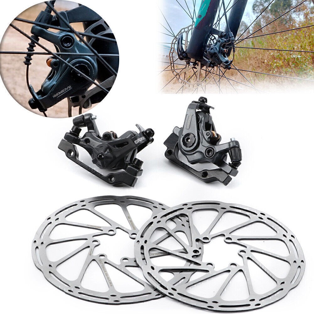 2x RACEWORK Disc Brake Calipers MTB Bike Speed Clip Dual Disc Brake Set W/ Rotor