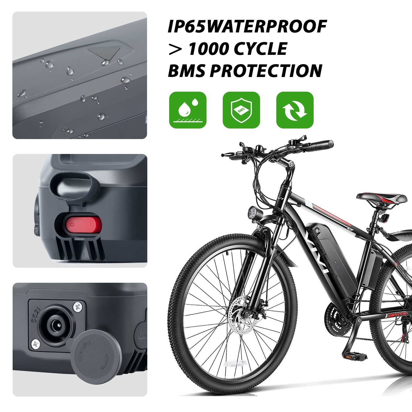 Vivi Electric Bike Battery 48V 10.4Ah F26F H8 Ebike Battery Replacement