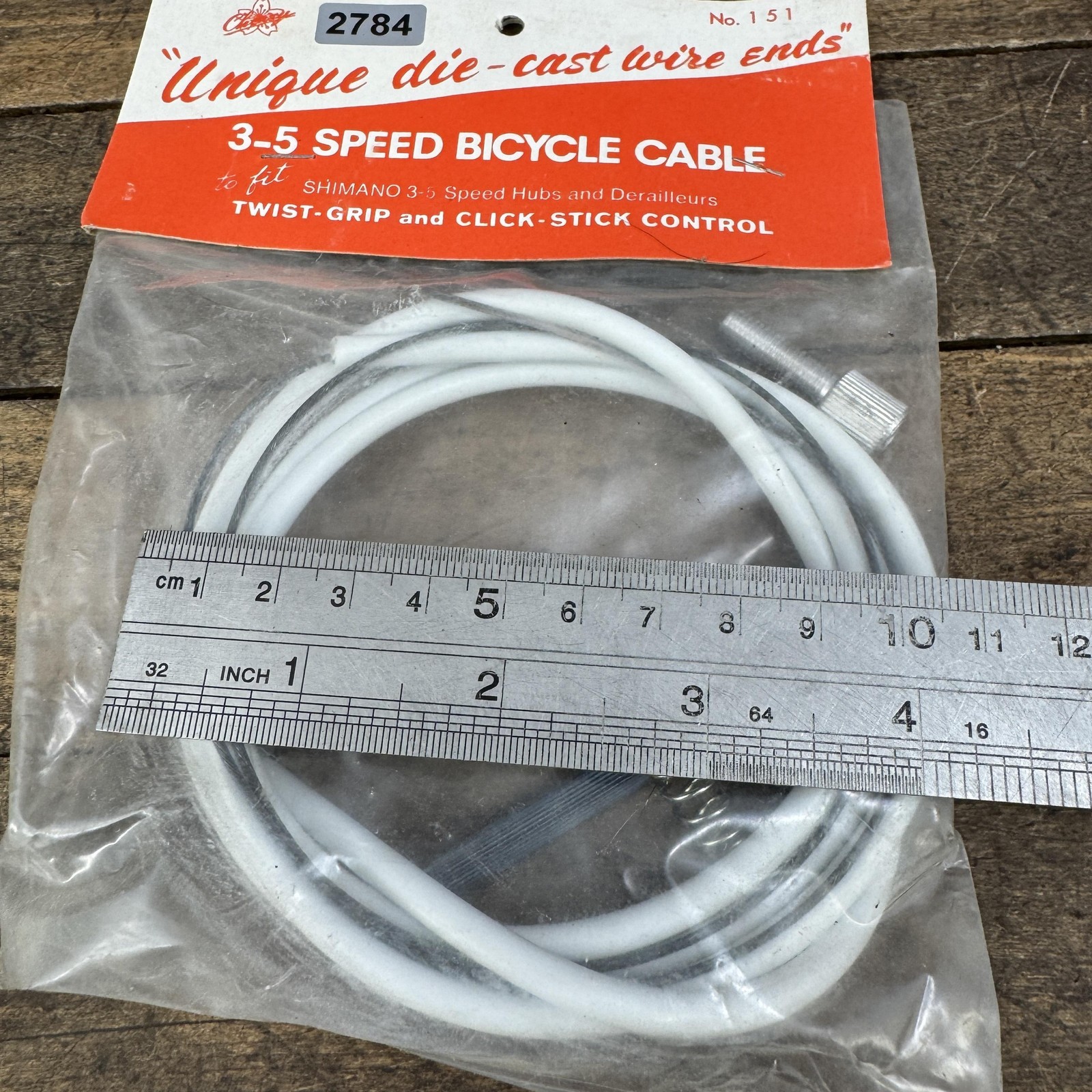 Vintage Cateye 3-5 Speed Derailleur Cable Set White Shimano Twist Grip NOS