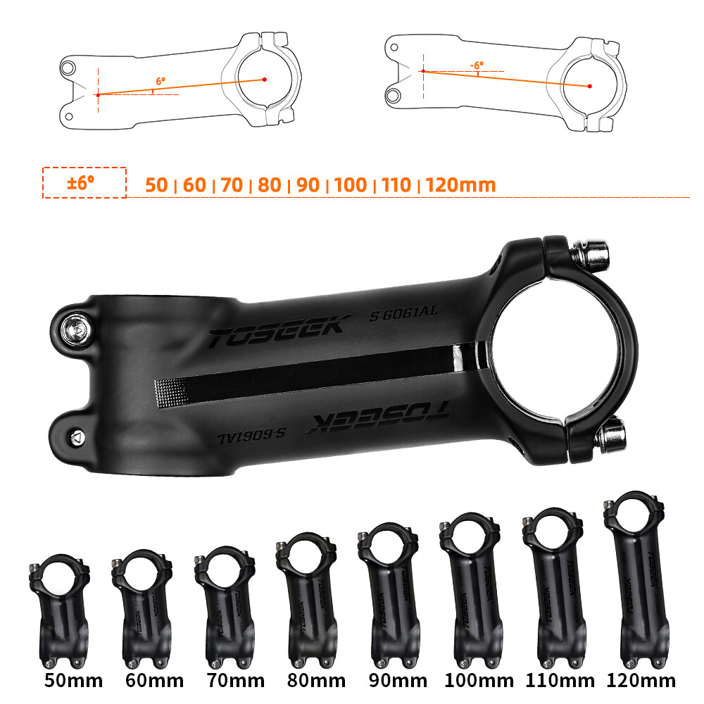 TOSEEK Bicycle Handlebar Stem 6°/17° Aluminum MTB Road Bike Stem 31.8*60-120mm
