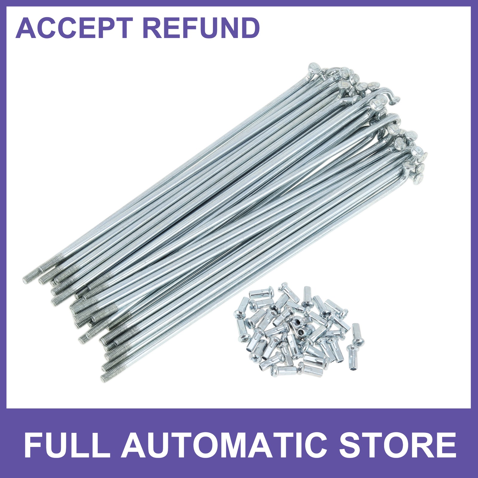 1Set 12G 131mm Length Bicycle Spokes Nipple Carbon Steel Galvanized Silver Tone